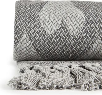 TJ Hughes Heart - Recycled Cotton Throw With Heart Design In Grey (50 x 60) - TJ Hughes