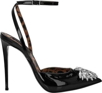 Philipp Plein Lakleren Decollet&eacute; Pumps met Hoge Hakken en Broches - Dames - Pumps - Zwart - 40 EU - Leer - Schoenen