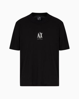 A|X Armani Exchange Mens Icon Project, Embroidered Logo, T-Shirt, Black, XS