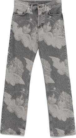 Fiorucci Jeans dritti con stampa - Grigio