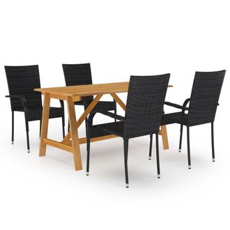 Berkfield Home 5 Piece Garden Dining Set Black