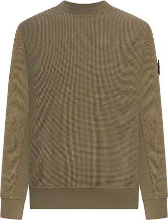 Stone Island CREW NECK SWEATSHIRT IN ORGANIC COTTON WITH HONEYCOMB WORKMANSHIP - Stone Island - Man