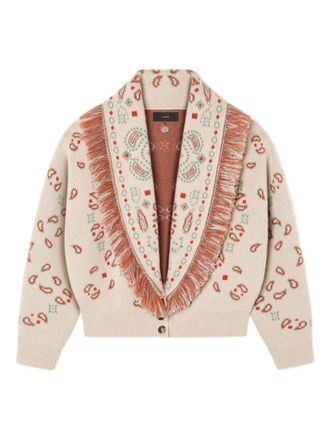 Alanui Womens Bandana Jacquard Cashmere And Wool Cardigan