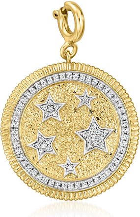 Ross-Simons Diamond Stars Medallion Charm in 18kt Gold Over Sterling