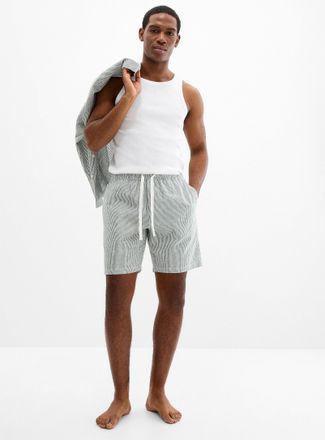 Le 31 Mens Striped lightweight linen pyjama short