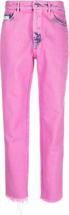 GCDS Bling logo-embellishment jeans - women - Cotton/Cotton/Polyester/Brass/glass - 28 - Pink