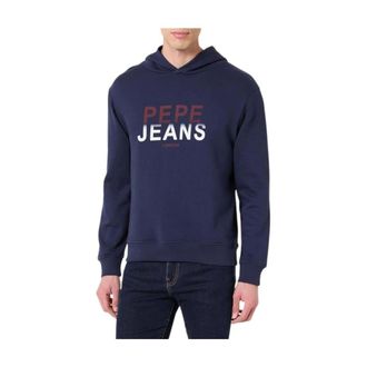 Pepe Jeans London Hoodies & sweatvesten, Heren, Blauw, XL, Katoen, Seasonal Logo Sweatshirt
