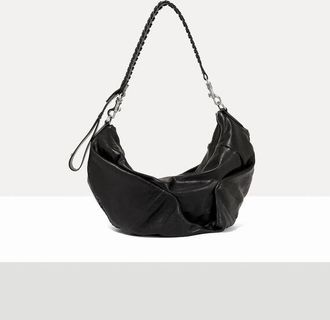 Vivienne Westwood Agnes Medium Shoulder Bag Supple Leather Black-dark-silver