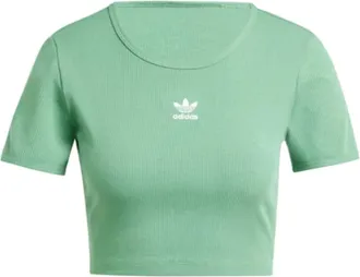 adidas (WMNS) adidas originals Essential Ribbed T-Shirt Asia Sizing Green White IY9665