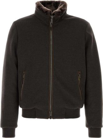 Moorer Dark Brown Textured Jackets