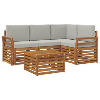 vidaXL Conjunto De Sof&aacute;s De Exterior 5 Pcs Gris Natural Y Claro Vidaxl