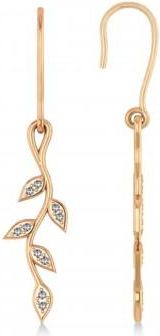 Allurez Diamond Olive Vine Leaf Drop Earrings 14k Rose Gold (0.20ct)