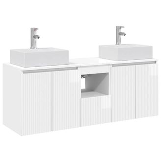 vidaXL Set Di Armadi Da Bagno 3 Pz Bianco Lucido 49,5 X 41 X 62,5 Cm Vidaxl