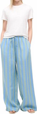 Staud Mateo Linen Pant In Seaport Stripe