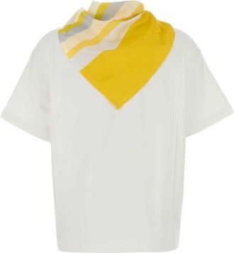 Bottega Veneta Womens White Cotton T-Shirt Whiteyellowmultic Exterior