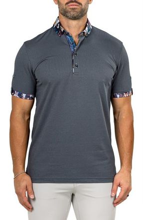 Maceoo Newton Marthyr0028 Grey Button-Down Piqu&eacute; Polo at Nordstrom, Size 6