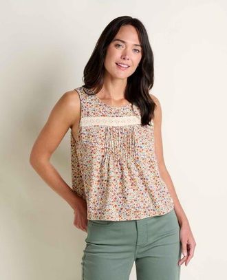Toad & Co Manzana Pin Tuck Tank in Salt Print at Nordstrom, Size X-Large