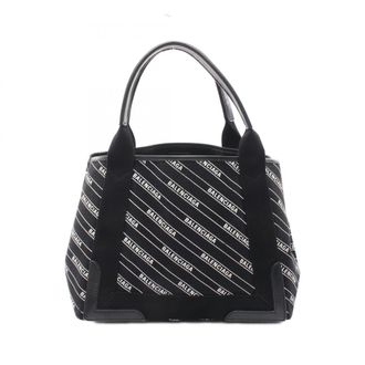Balenciaga Black White Canvas Leather Handbag Tote Bag (Pre-Owned)