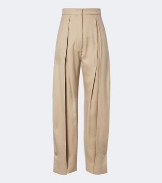 Sportmax Pleated cotton-blend wide-leg pants