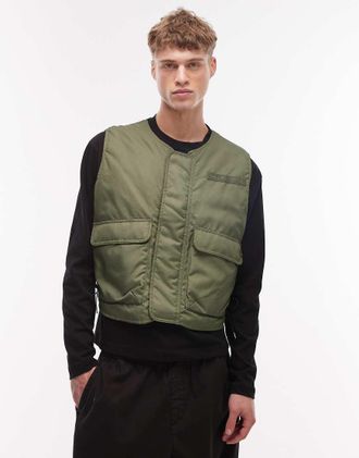 Alpha Industries Gilet kaki con laccetti laterali-Verde