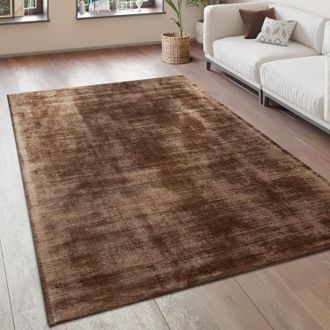Paco Home Paco Home - Alfombra Sal&oacute;n Vintage Pelo Corto Hecha A Mano De Alta Calidad Viscosa 120x170 Cm, Marr&oacute;n