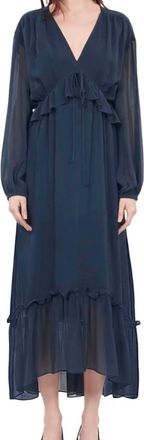 The Kooples Silk Hi-Low Dress In Navy
