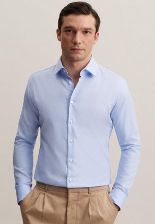 Seidensticker Businesshemd SEIDENSTICKER Schwarze Rose, Herren, Gr. L (41), normale &Auml;rmell&auml;ngen, blau (hellblau), 100% Baumwolle, unifarben, skinny fit, 2-Knopf-Man