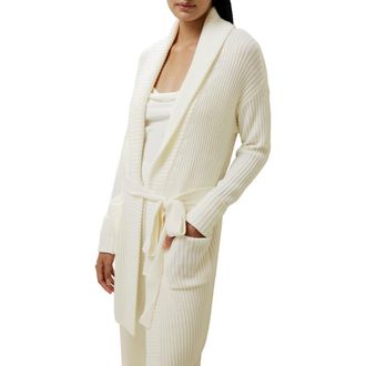 LilySilk Merino Wool Shawl Collar Cardigan in White at Nordstrom, Size Medium