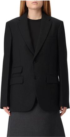 Jil Sander Jassen, Dames, Zwart, M, Wol, Oversized Blazer Notch Lapel Wolmix