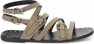 Love Rio Womens Leire Suede Flat Sandal In Mushroom