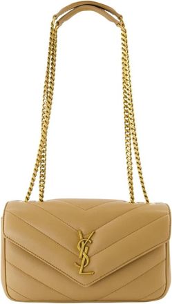 Saint Laurent Loulou Small - Dames - Schoudertassen - Beige - ONE Size - Leer - Tassen