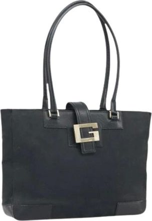 Gucci Pre-owned Tote Bags, female, Black, Size: ONE SIZE Pre-owned Canvas Tote Bag