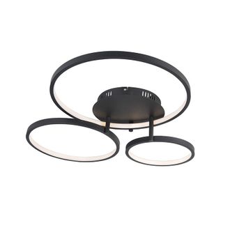 QAZQA Moderno Plaf&oacute;n Moderno Negro Con Led Y Atenuador - Rondas Aluminio Org&aacute;nica Incluye Led Max. 1 X 30 Watt - Qazqa