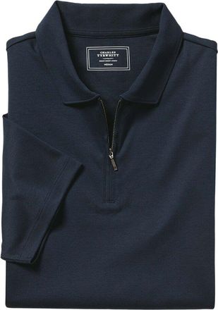 CHARLES TYRWHITT Plain Short Sleeve Zip Wool Sweater