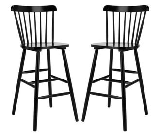 Safavieh Set de 2 taburetes de bar en madera de caucho negra