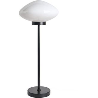 Beliani Table Lamp Black Iron Metal Base Glass Shade White Modern Design Living Room Bedroom SIBUN