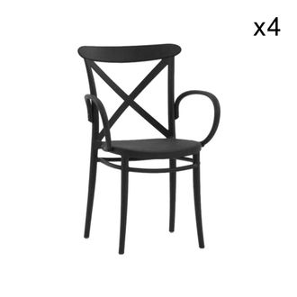 Konte Design Lote de 4 sillas de polipropileno antracita con reposabrazos,apilables