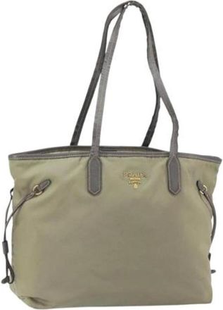 Prada Pre-owned Tote Bags, female, Beige, Size: ONE SIZE Pre-owned Vintage Nylon Tote Bag