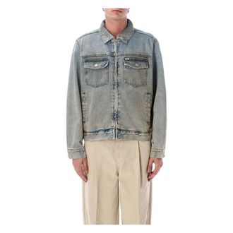 Obey Denim Jackets, male, Blue, Size: S Base Trucker Jacket