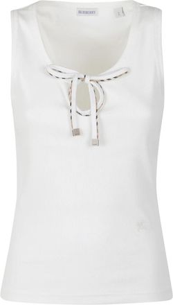 Burberry Tierra Tank Top - Dames - Tops zonder mouwen - Wit - M - Katoen - Tops