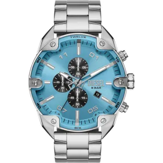 Diesel Spiked Blue Chronograph Bracelet Watch, 49mm in Silver at Nordstrom