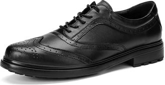Generic Oxford Shoes for Men Lace Up Wing Tip Brogue Embossed Faux Leather Block Heel Non Slip Low Top Rubber Sole Slip Resistant Wedding(10.5 UK) Black
