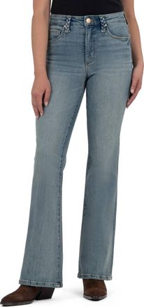 Kut from the Kloth Ana High Rise Braided Belt Loop Flare Jeans In Confidence