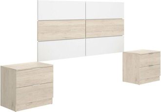 Dmora Cabecero De Camalucie, Atr&aacute;s, Cabecero De Dormitorio, Reposacabezas, 259x34 H122 Cm, Blanco Y Roble - Dmora