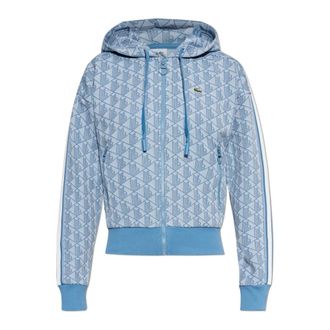 Lacoste Monogram Hoodie - Dames - Vesten met rits - Blauw - XS - Katoen - Hoodies & sweatvesten