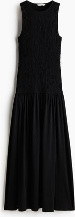 H&M Gesmoktes Jerseykleid - Schwarz