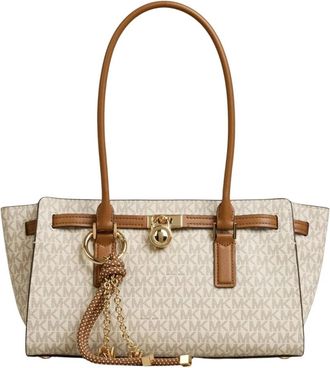 Michael Kors Hamilton Moderne Small Satchel - Dames - Schoudertassen - Beige - ONE Size - Polyester - Tassen