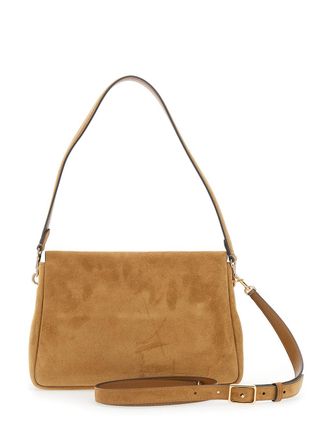 Tory Burch Womens Shoulder Bag Charlie Medium Suede Brown