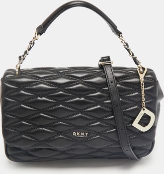 DKNY Dkny Black Diamond Quilted Leather Lara Top Handle Bag