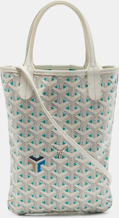 Goyard White/green Goyardine Coated Canvas And Leather Poitiers Claire Voice Bag